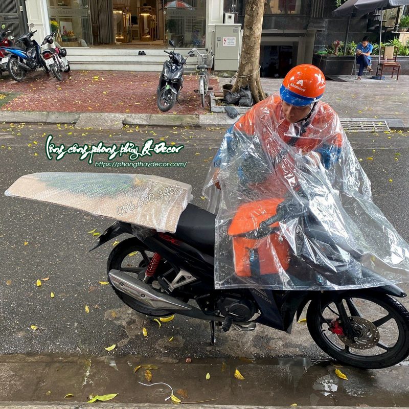 Ship bình lông công cắm sẵn tại Hà Nội bằng xe máy 